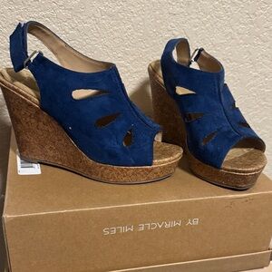 Miracle Miles Navy Wedge Sandals